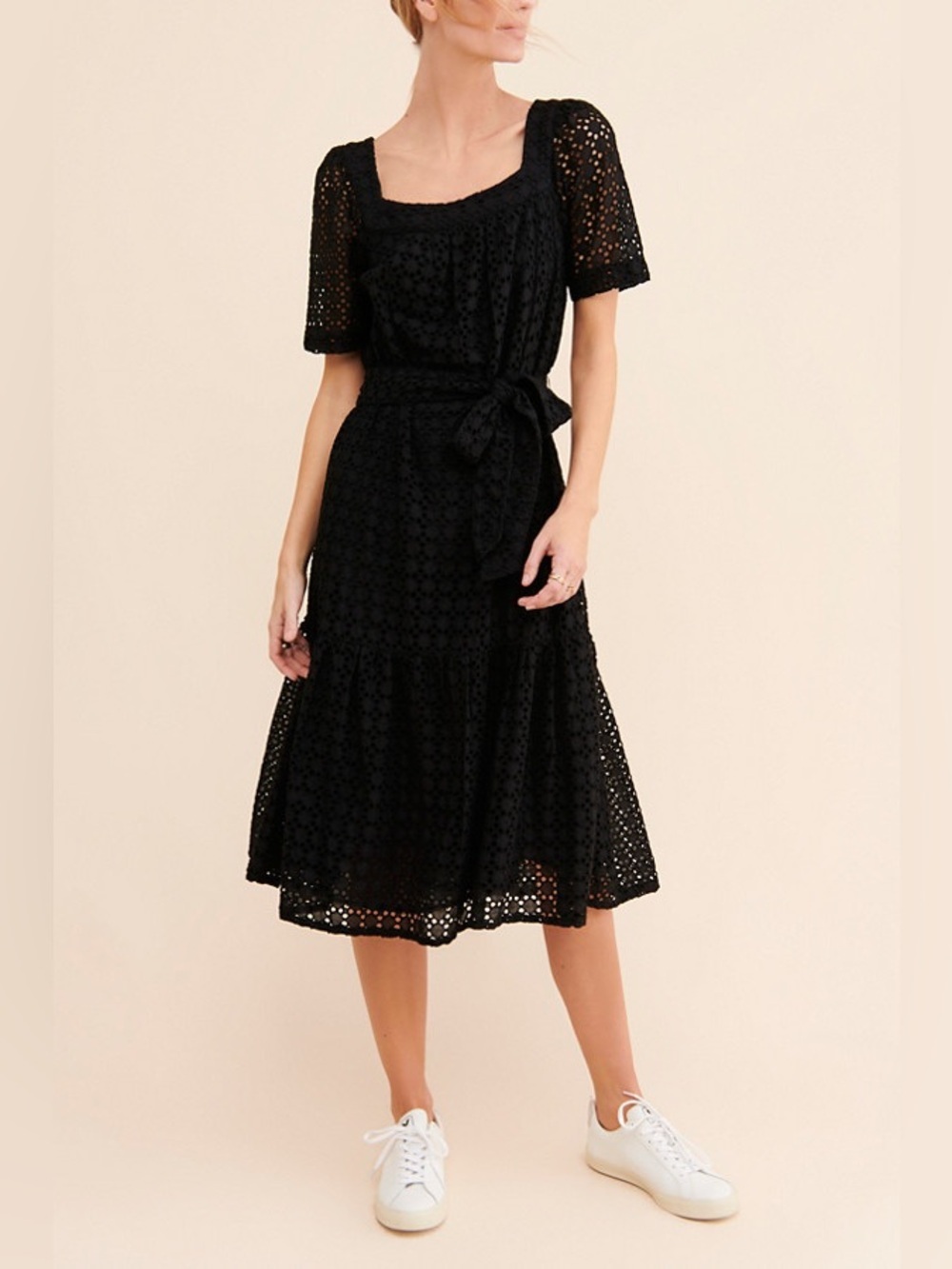 Anthropologie Maeve Josette Eyelet Midi Dress black 38454